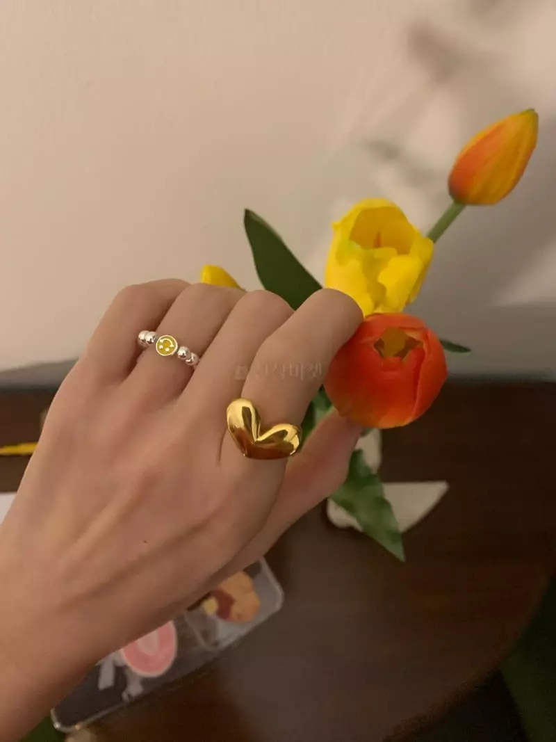 Giggle - Korean Women Fashion - #romanticstyle - Smile Silver Ring - 10