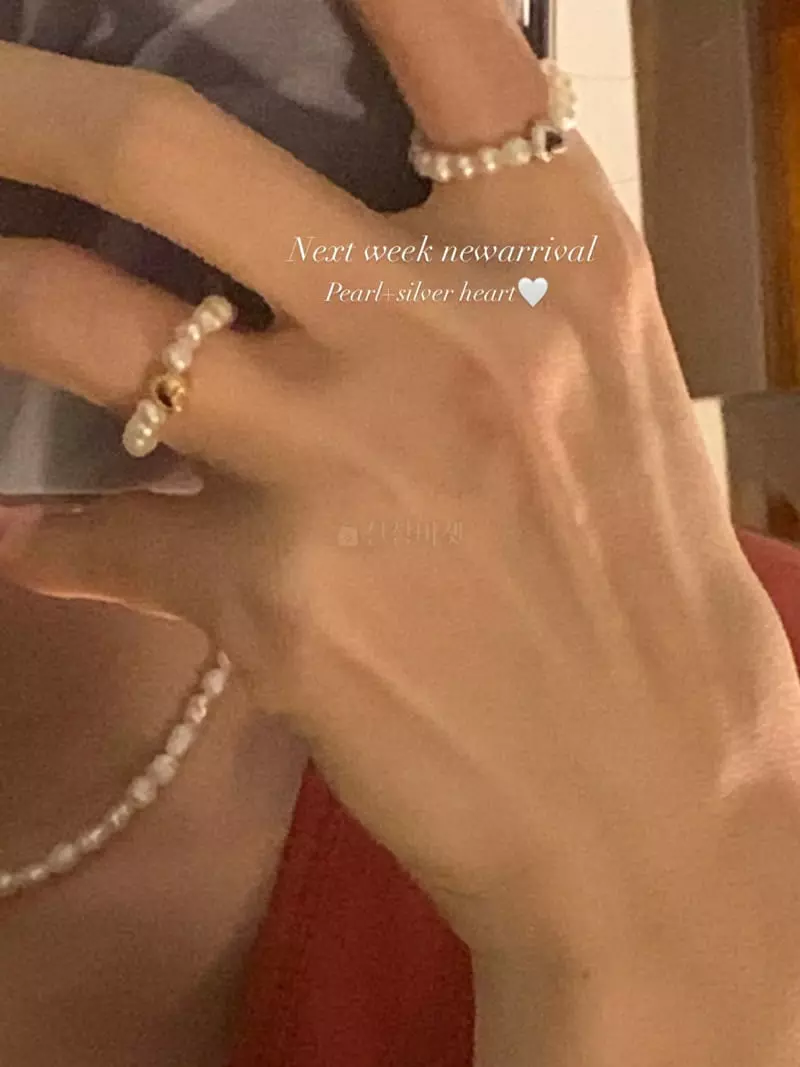 Giggle - Korean Women Fashion - #vintageinspired - Pearl Heart Ring - 4