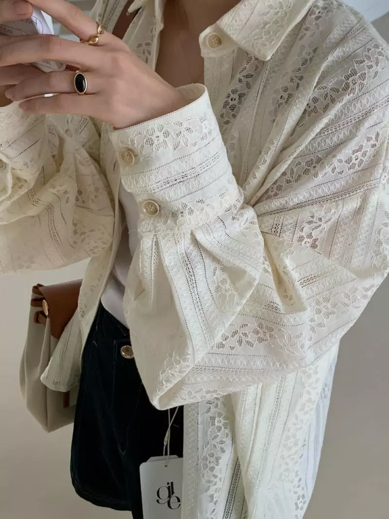 Giggle - Korean Women Fashion - #vintagekidsstyle - Lace Shirt - 2