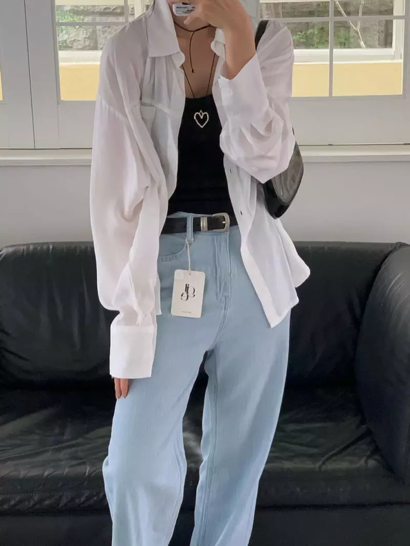 Giggle - Korean Women Fashion - #momslook - Slub Jeans - 4