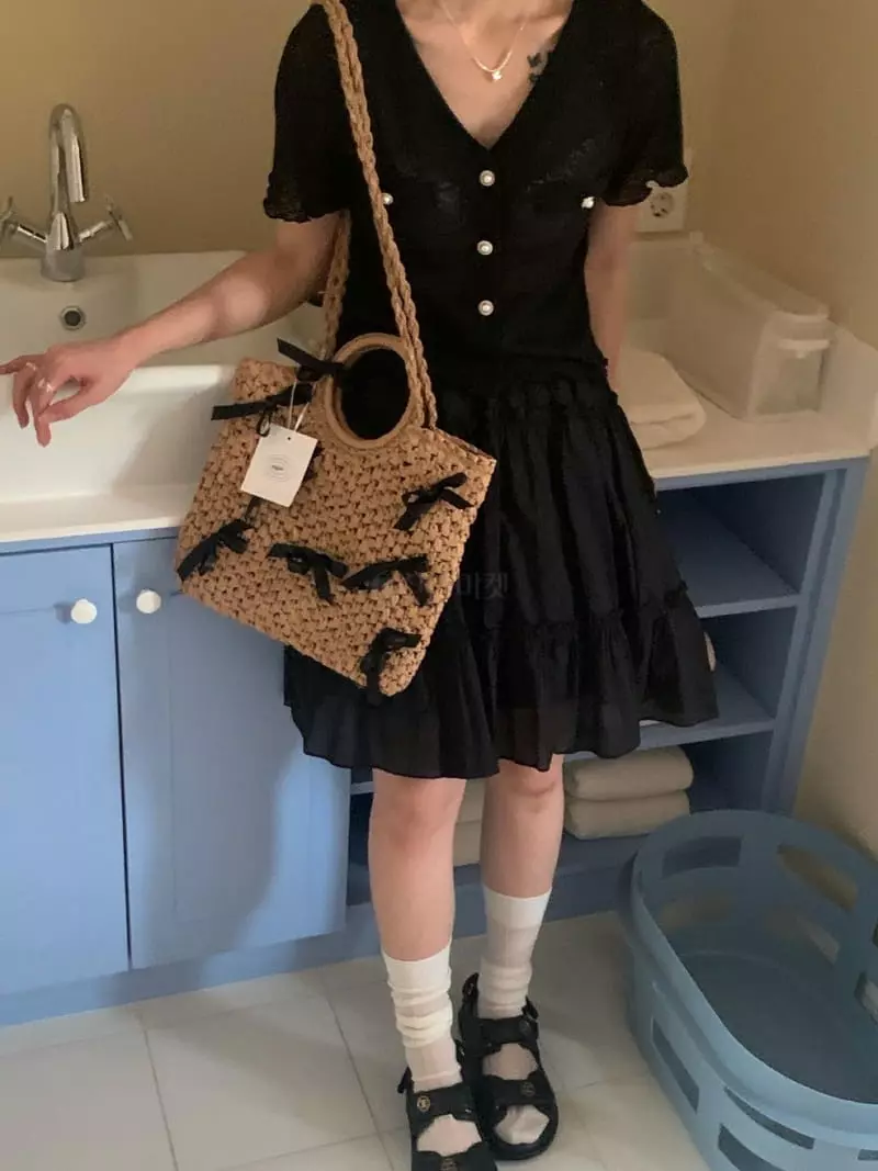 Giggle - Korean Women Fashion - #womensfashion - Hand Made Ribbon Tote Shoulder Bag - 8