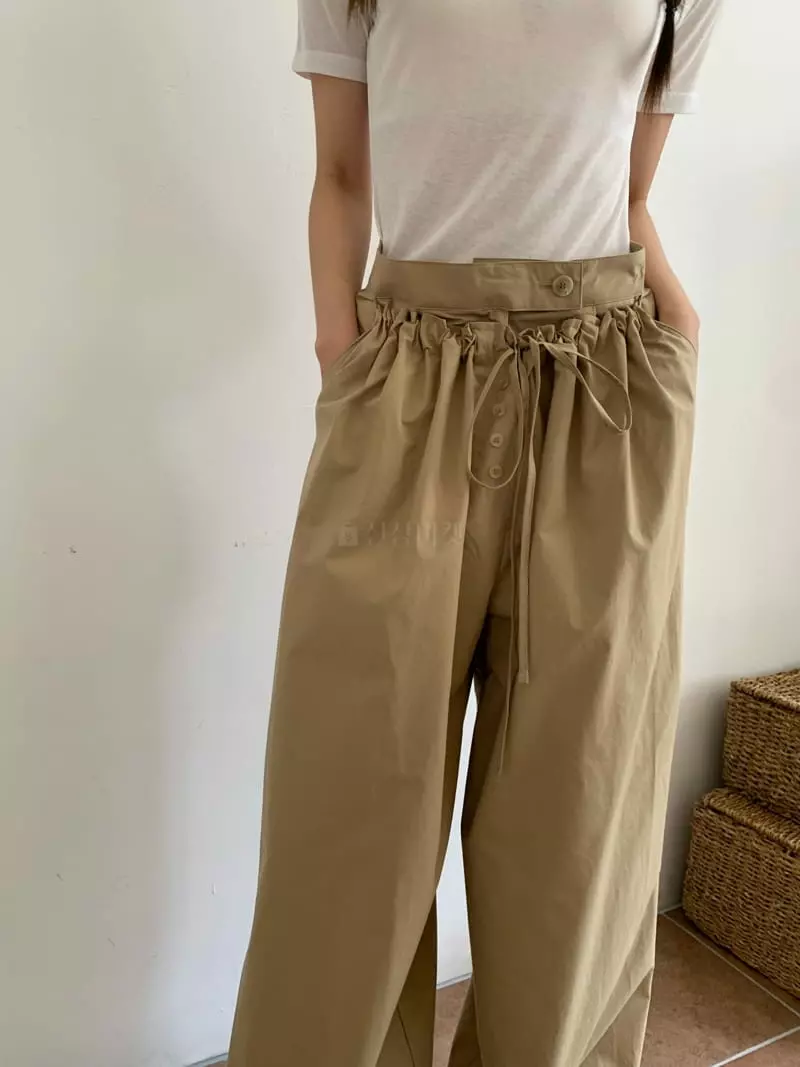 Greek - Korean Women Fashion - #momslook - Button String Pants - 7