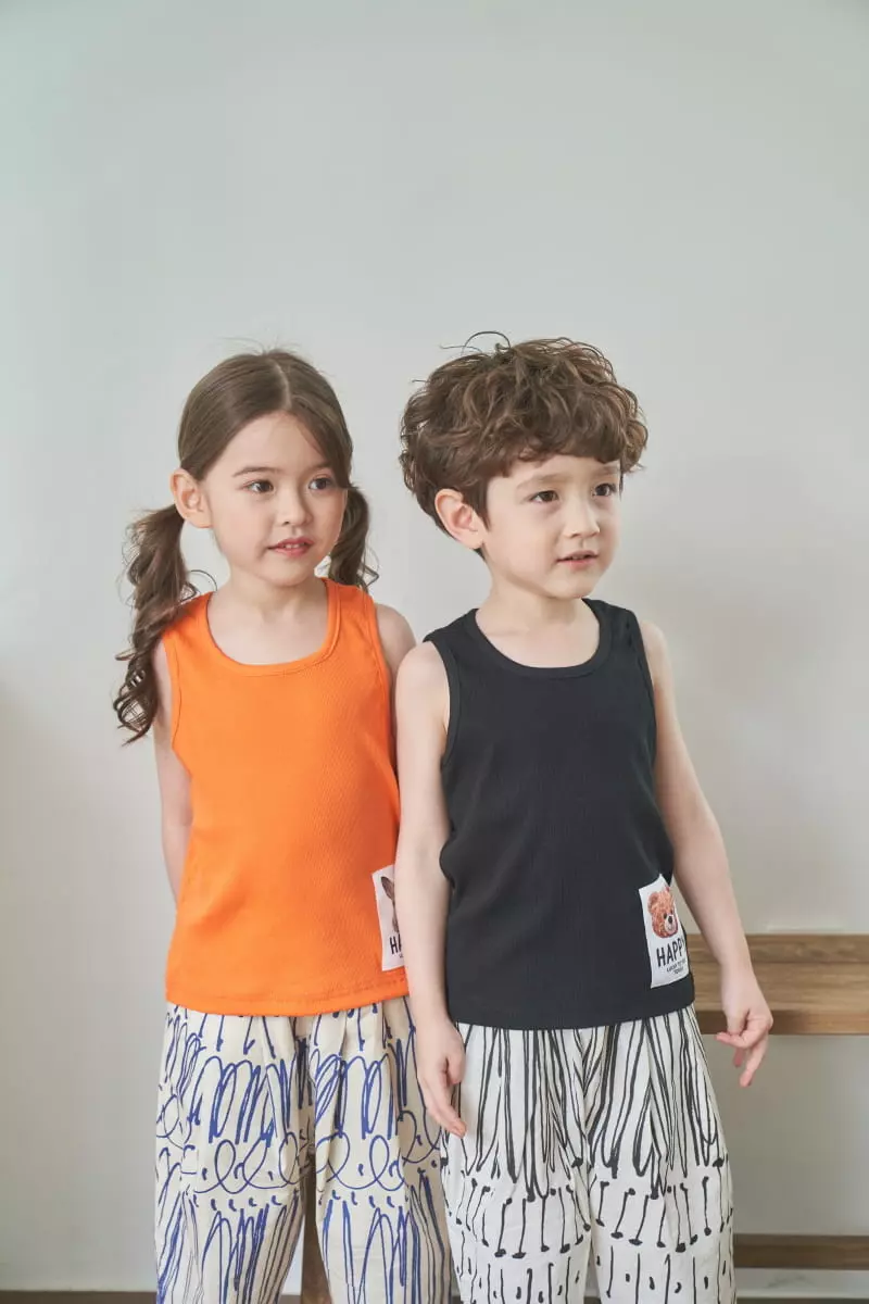 Green Tomato - Korean Children Fashion - #discoveringself - Rib Patch Sleeveless Tee - 6
