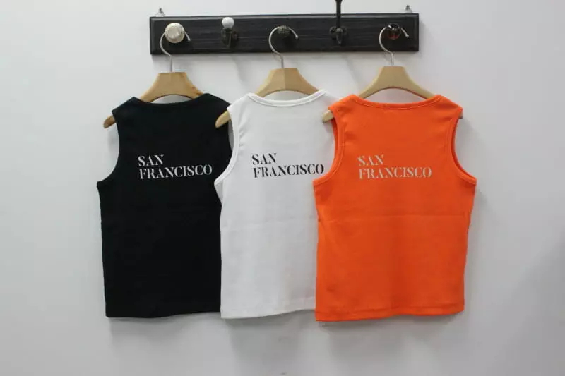 Green Tomato - Korean Children Fashion - #kidsshorts - Rib Patch Sleeveless Tee - 8