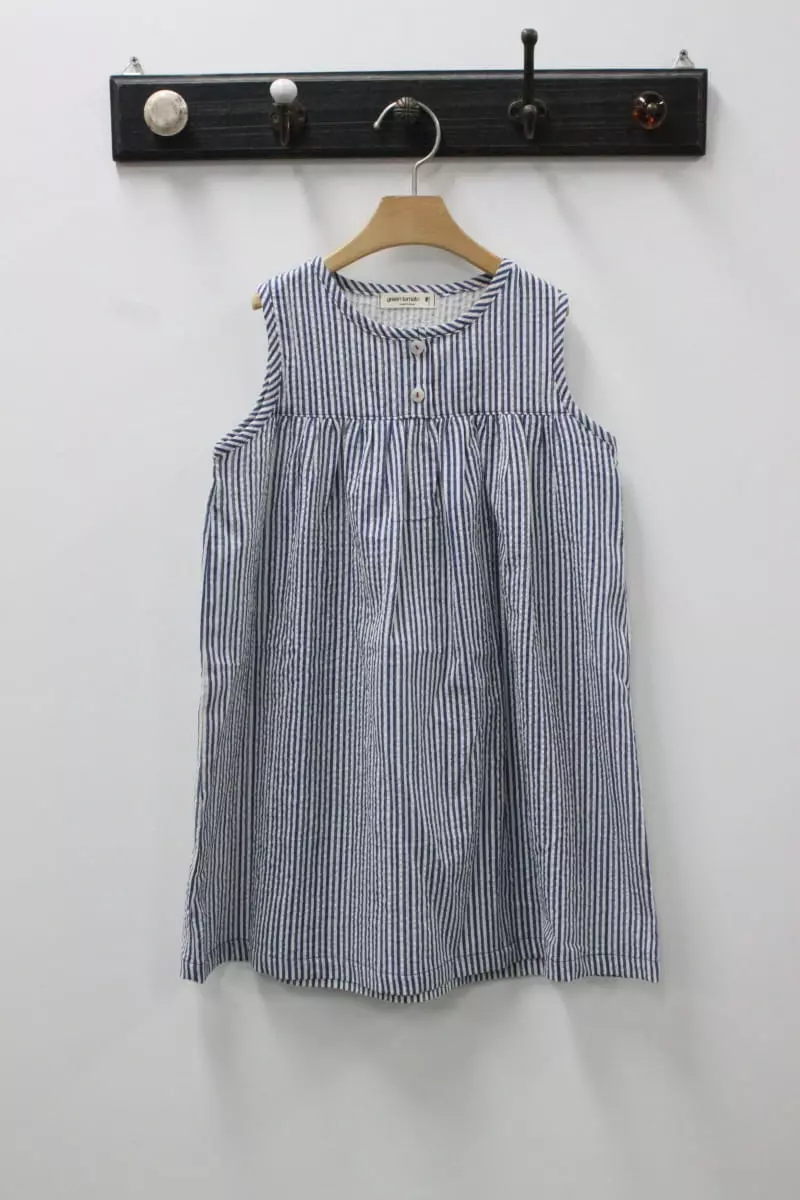 Green Tomato - Korean Children Fashion - #kidsstore - Stripes Sleeveless One-piece