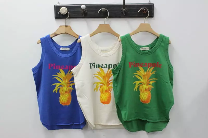 Green Tomato - Korean Children Fashion - #kidsstore - Pineapple Sleeveless Tee - 8