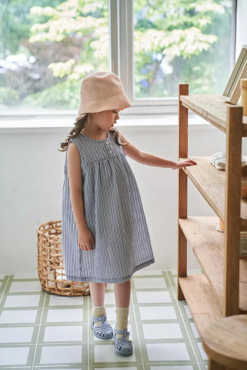 Green Tomato - Korean Children Fashion - #kidzfashiontrend - Stripes Sleeveless One-piece - 2