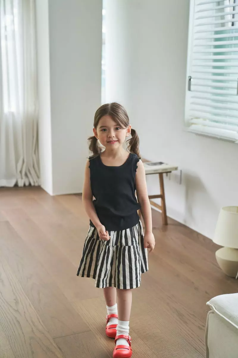 Green Tomato - Korean Children Fashion - #littlefashionista - Streips Skirt - 2