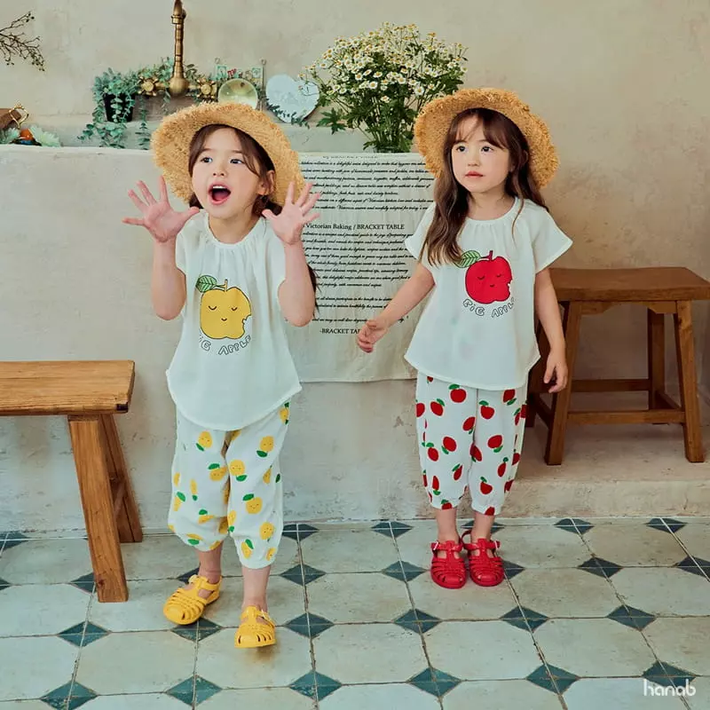 Hanab - Korean Children Fashion - #minifashionista - Big Apple Top Bottom Set - 10