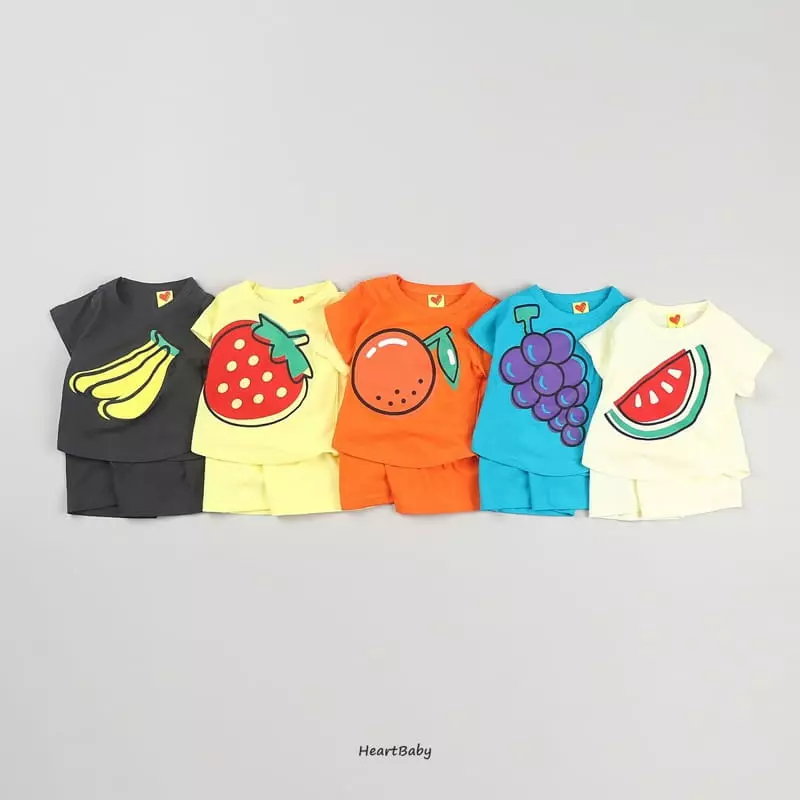 Heart Baby - Korean Children Fashion - #childofig - Fruit Top Bottom Set - 2
