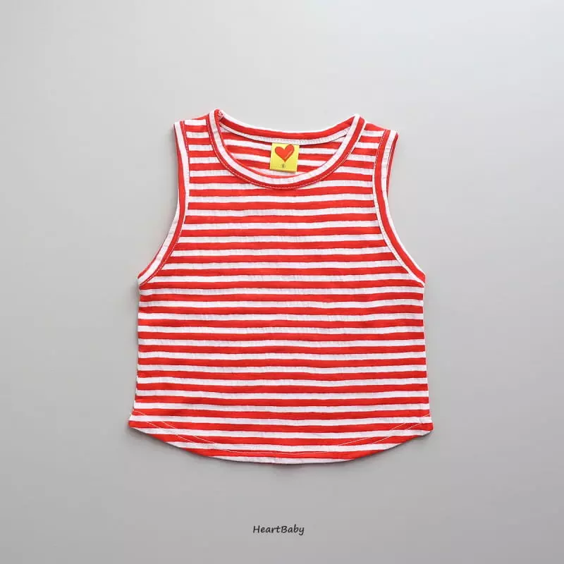 Heart Baby - Korean Children Fashion - #kidsshorts - Stripes Sleeveless Top Bottom Set - 2