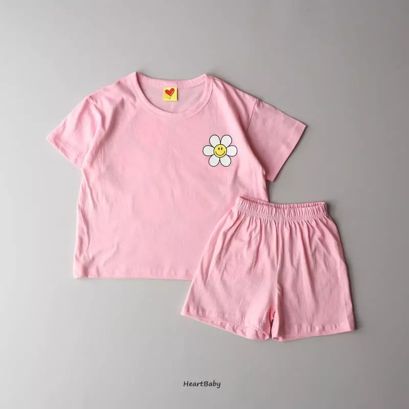Heart Baby - Korean Children Fashion - #kidsstore - Sun Flower Top Bottom Set - 2