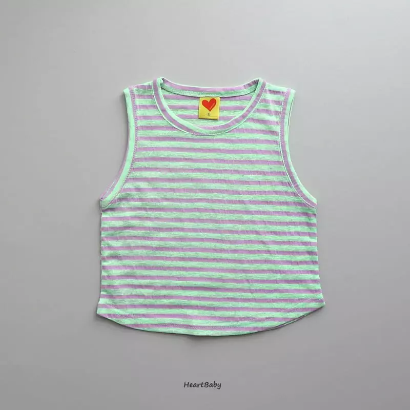 Heart Baby - Korean Children Fashion - #minifashionista - Stripes Sleeveless Top Bottom Set - 8