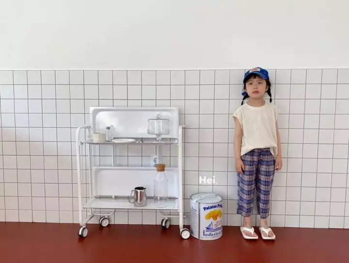 Hei - Korean Children Fashion - #kidzfashiontrend - Check Hoodle Cropped Pants - 7