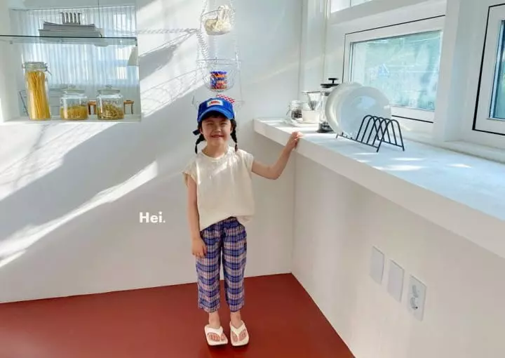 Hei - Korean Children Fashion - #prettylittlegirls - Check Hoodle Cropped Pants - 12