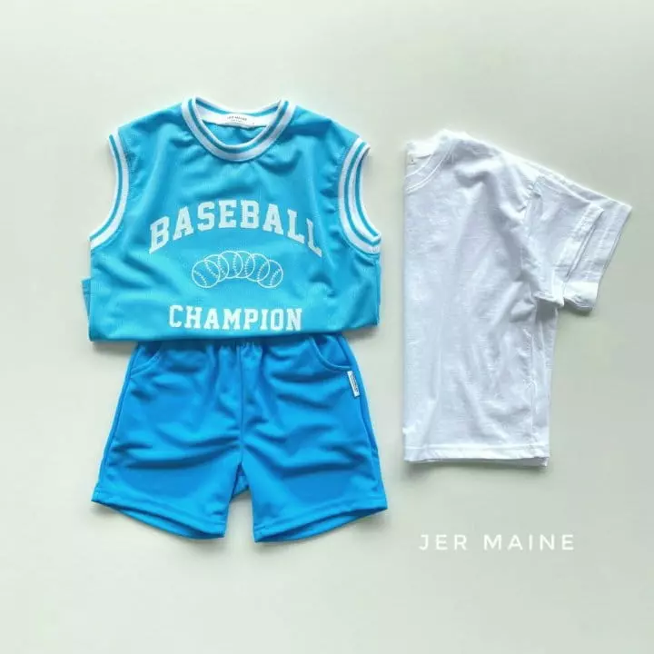 Jermaine - Korean Children Fashion - #Kfashion4kids - Baseball Sleeveless Short Sleeves Pants Set - 12