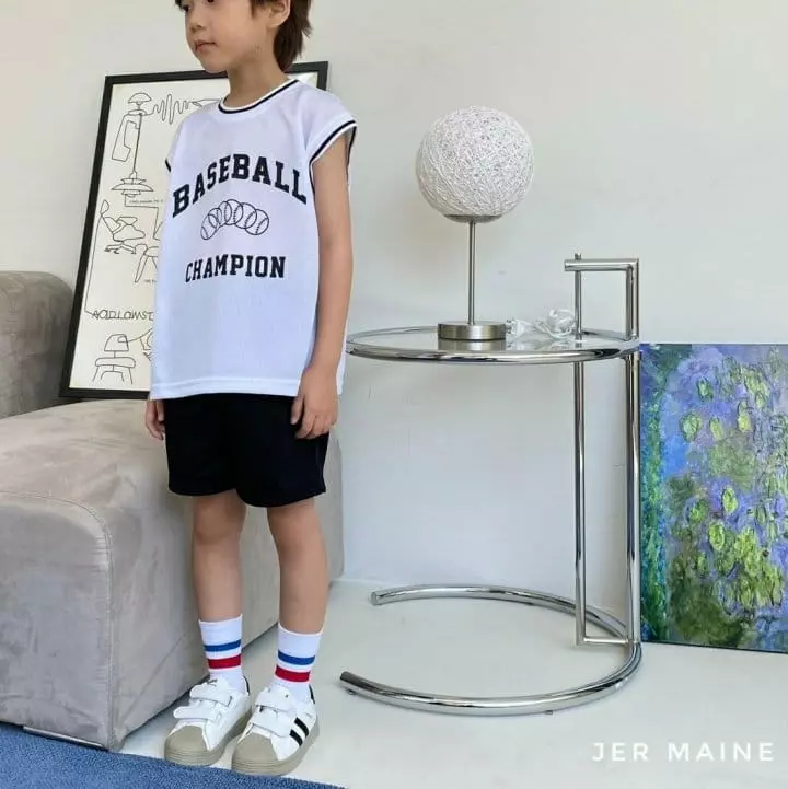 Jermaine - Korean Children Fashion - #fashionkids - Baseball Sleeveless Short Sleeves Pants Set - 8