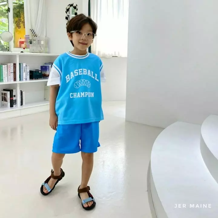 Jermaine - Korean Children Fashion - #kidsshorts - Baseball Sleeveless Short Sleeves Pants Set - 9