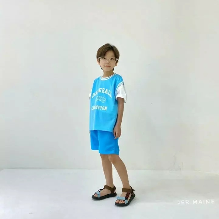 Jermaine - Korean Children Fashion - #kidzfashiontrend - Baseball Sleeveless Short Sleeves Pants Set - 11