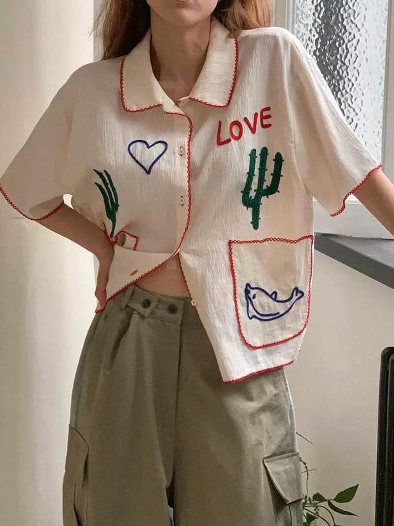 Jkichi - Korean Women Fashion - #momslook - Letter Shirt - 6