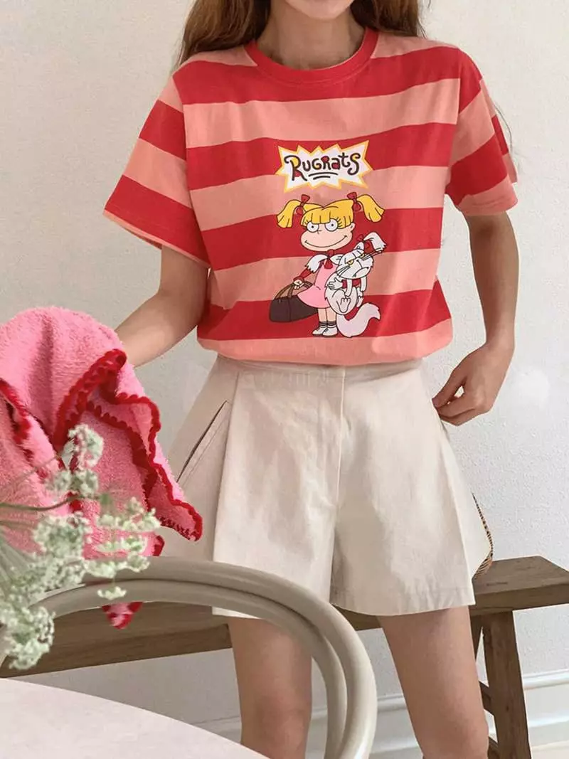 Jkichi - Korean Women Fashion - #momslook - Col Lovey Tee - 2
