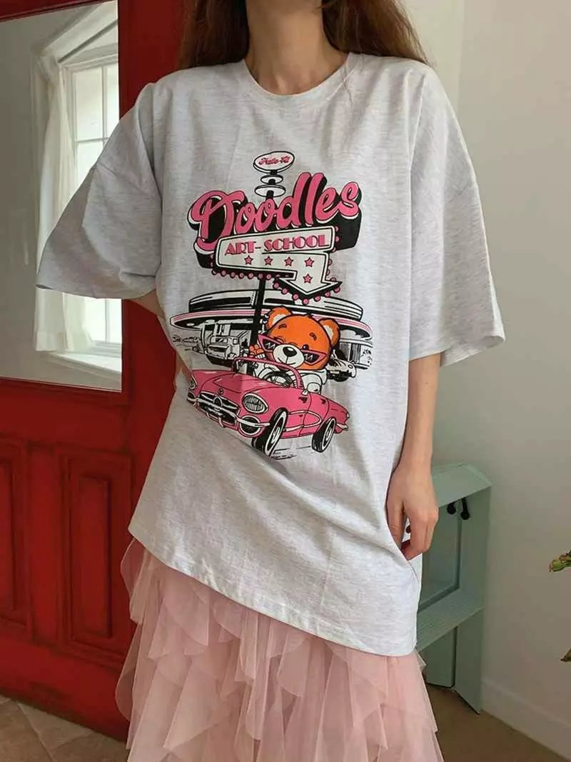 Jkichi - Korean Women Fashion - #momslook - Car Bear Tee
