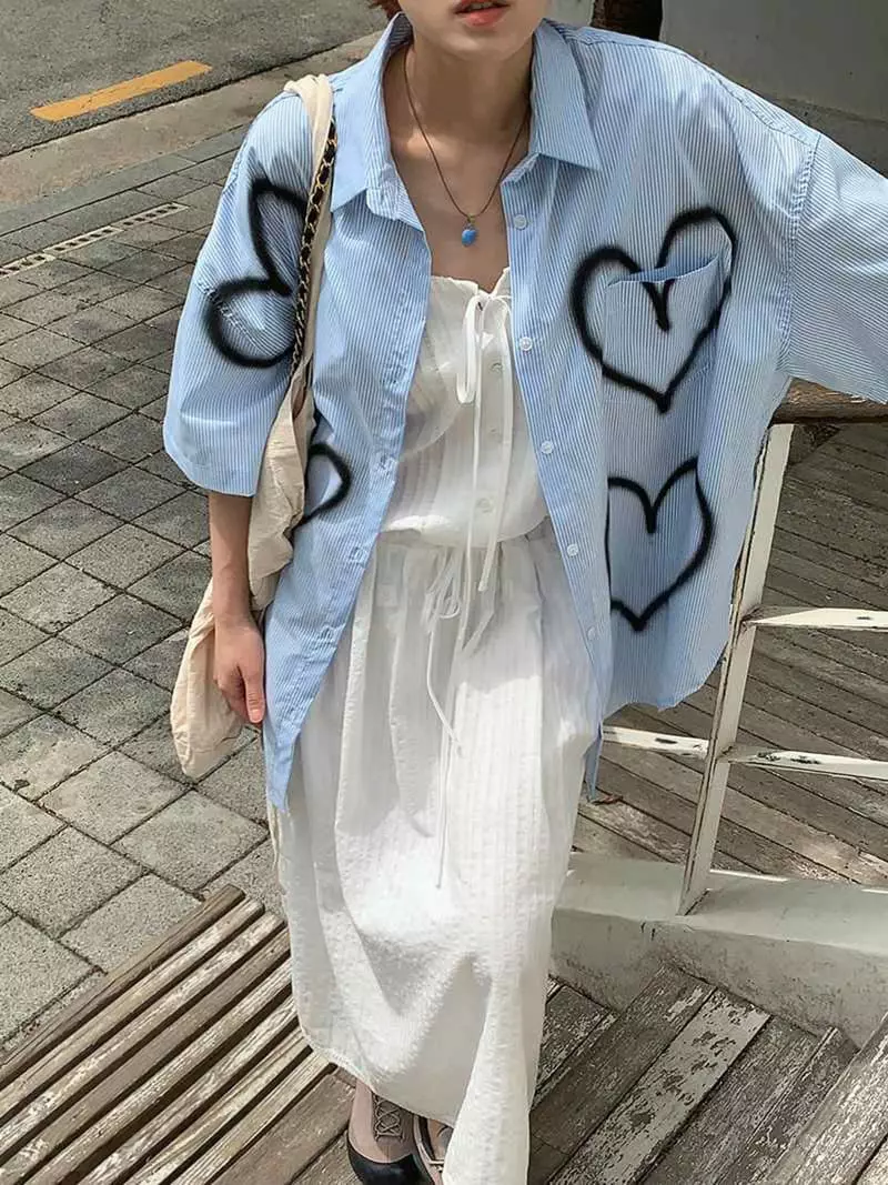 Jkichi - Korean Women Fashion - #vintageinspired - Stripes Shirt - 7