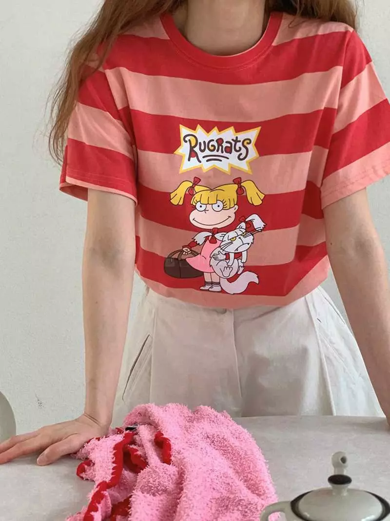 Jkichi - Korean Women Fashion - #vintageinspired - Col Lovey Tee - 6