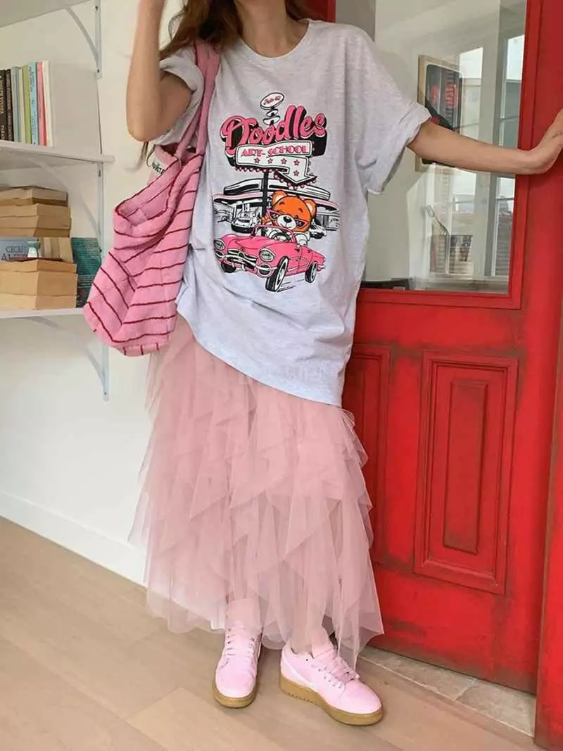 Jkichi - Korean Women Fashion - #vintageinspired - Car Bear Tee - 4