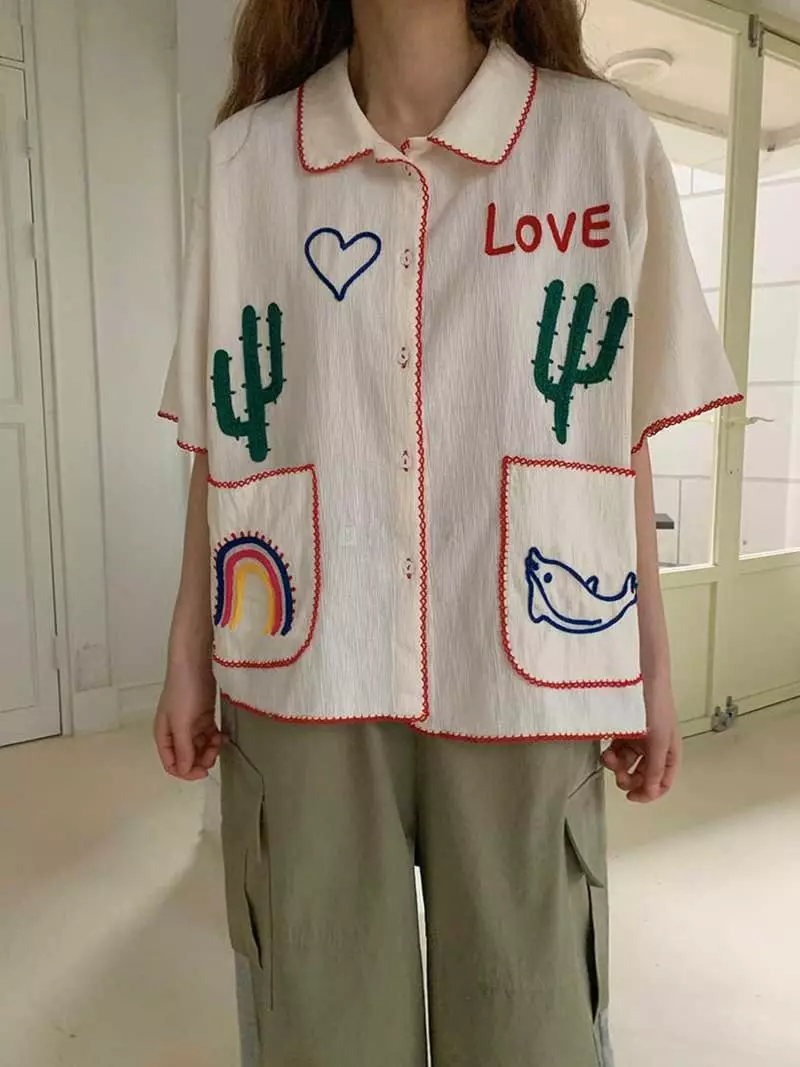 Jkichi - Korean Women Fashion - #womensfashion - Letter Shirt - 2
