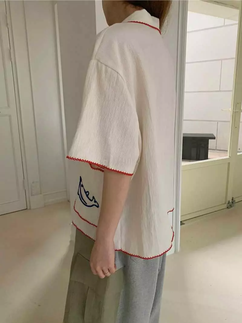 Jkichi - Korean Women Fashion - #momslook - Letter Shirt - 4
