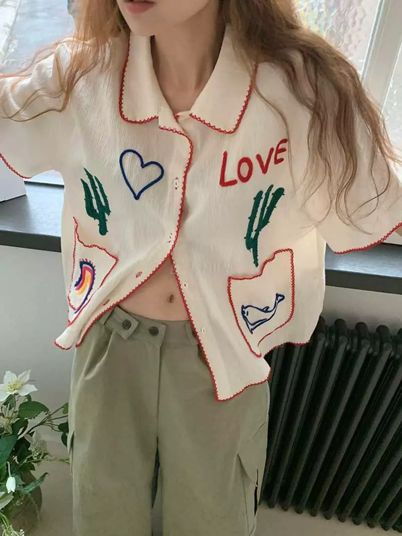 Jkichi - Korean Women Fashion - #womensfashion - Letter Shirt - 8