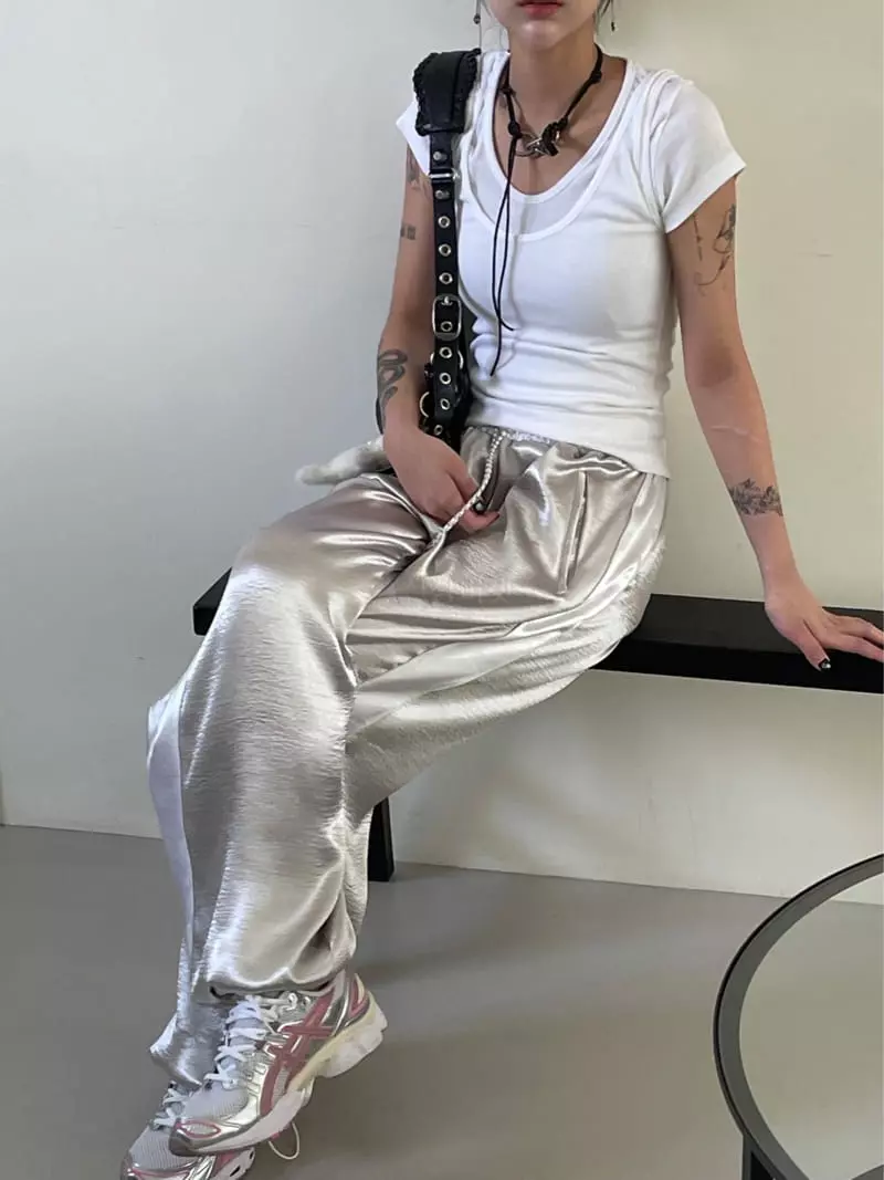 Kare - Korean Women Fashion - #vintageinspired - Shinning Pants - 7