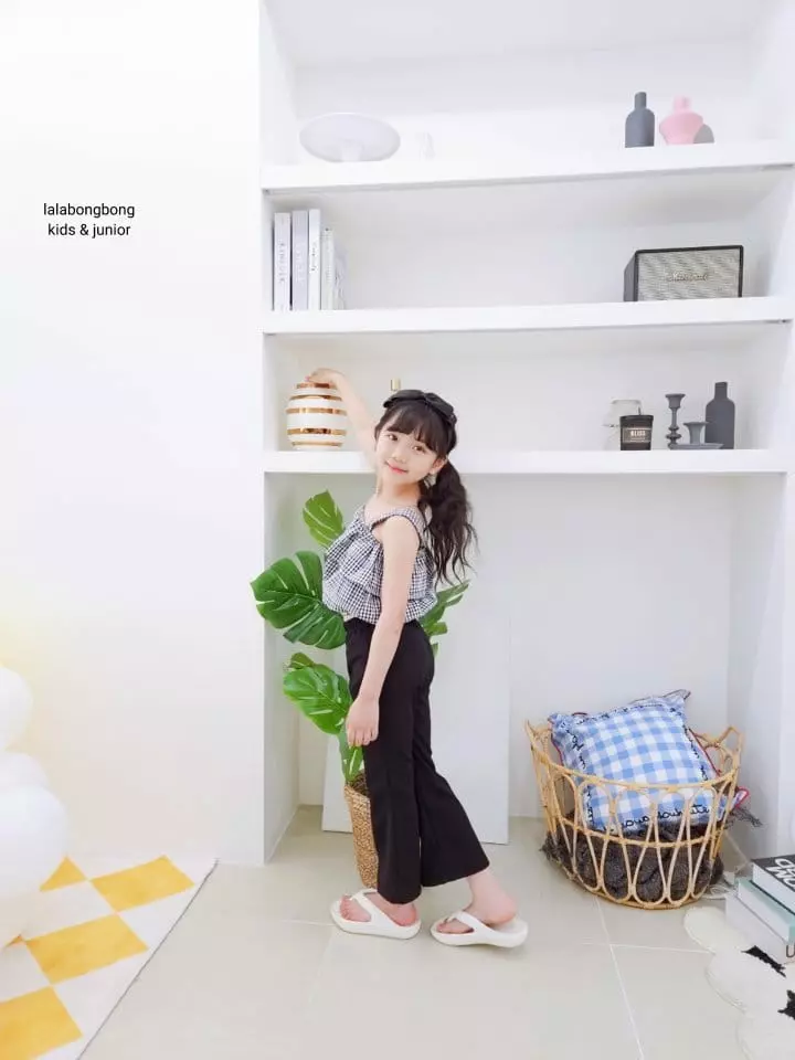 Lalabongbong - Korean Children Fashion - #todddlerfashion - Check Crop Top - 4
