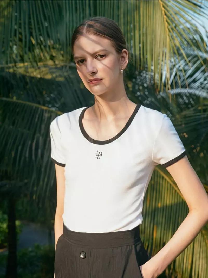 Lamerei - Korean Women Fashion - #momslook - Logo U Neck Tee