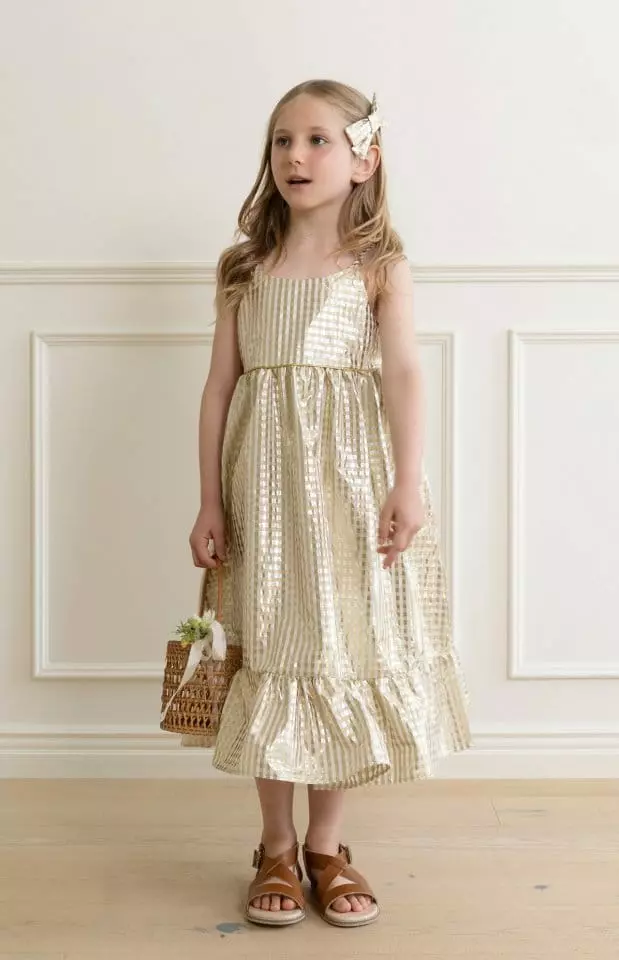 Le Bev - Korean Children Fashion - #childofig - Gold Check One-piece - 5