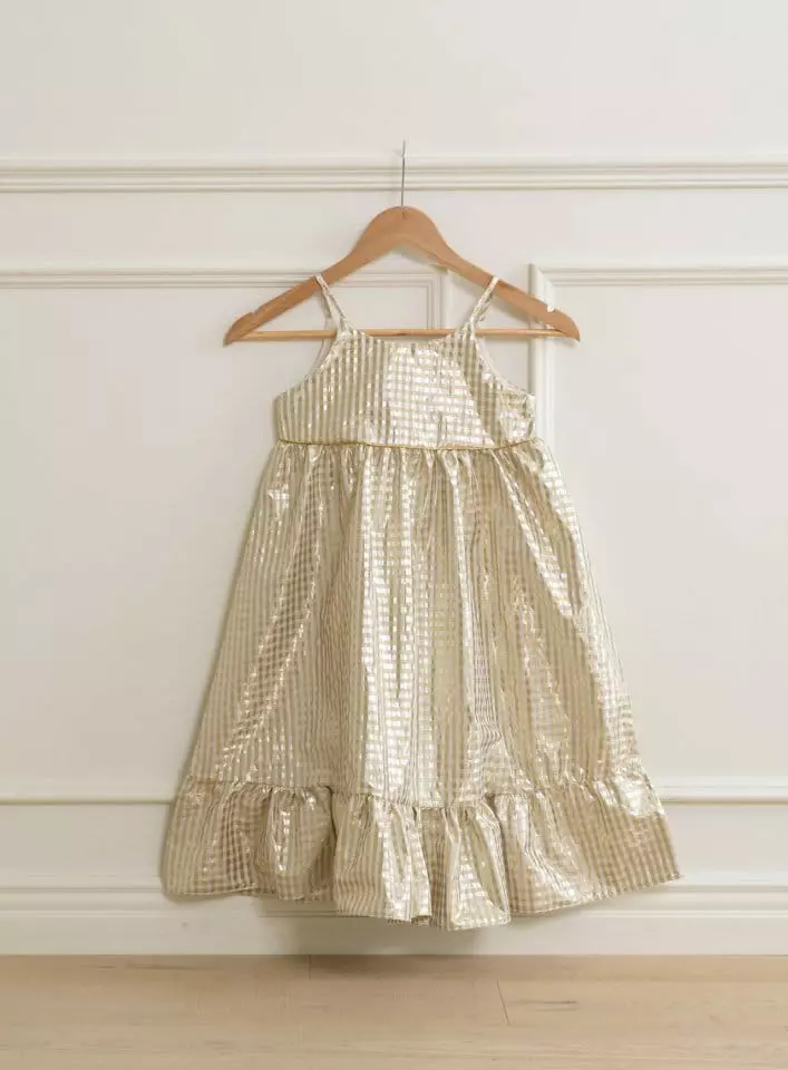Le Bev - Korean Children Fashion - #childrensboutique - Gold Check One-piece - 6