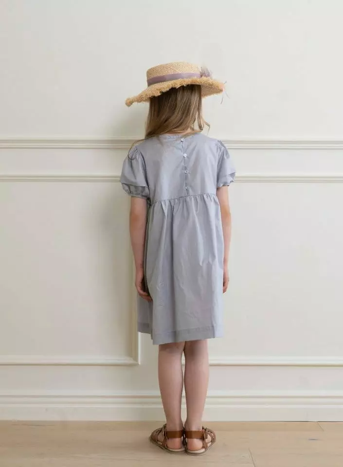 Le Bev - Korean Children Fashion - #kidzfashiontrend - Gold Pintuck One-piece Gracie Blue Silver - 2