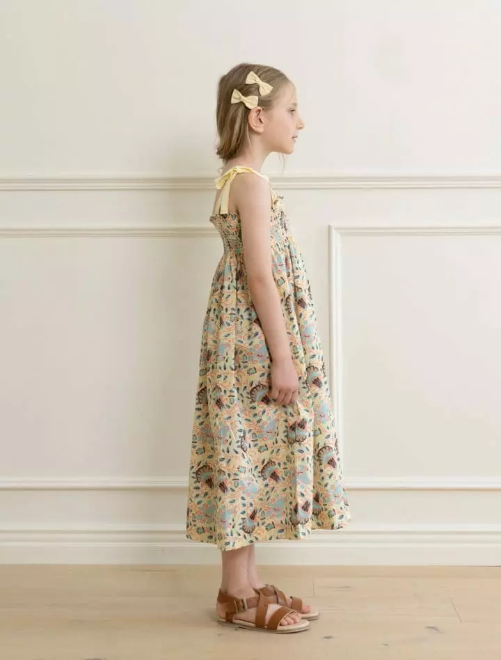 Le Bev - Korean Children Fashion - #kidzfashiontrend - Ribbon Paisley Yellow One-piece