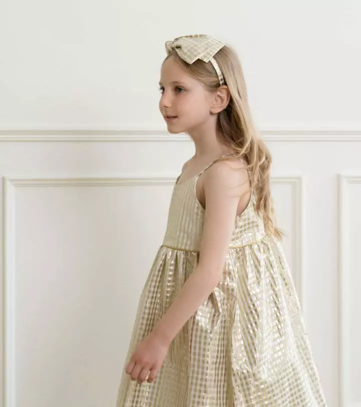 Le Bev - Korean Children Fashion - #magicofchildhood - Gold Check One-piece