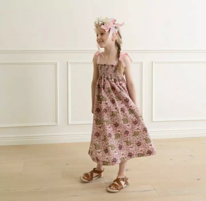Le Bev - Korean Children Fashion - #minifashionista - Ribbon Paisley Pink Gold One-piece - 4