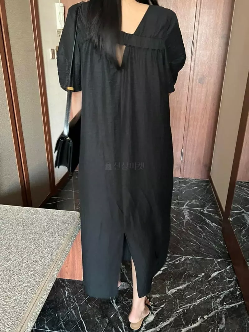 Lewin - Korean Women Fashion - #momslook - Linen Puff One-piece