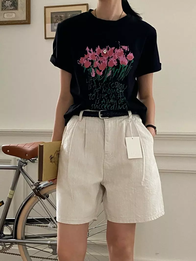 Lewin - Korean Women Fashion - #momslook - Flower Tee - 3