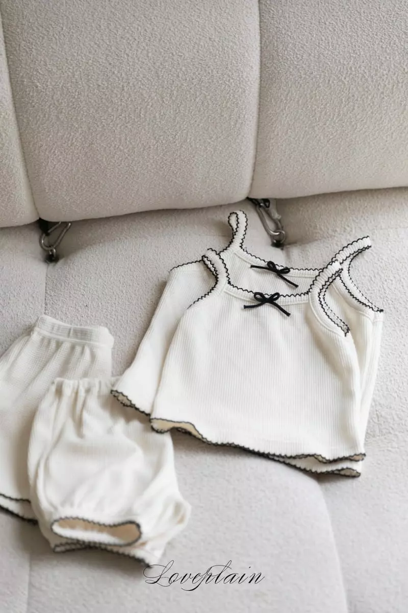 Loveplain - Korean Children Fashion - #discoveringself - Bebe Waffle Top Bottom Set - 2
