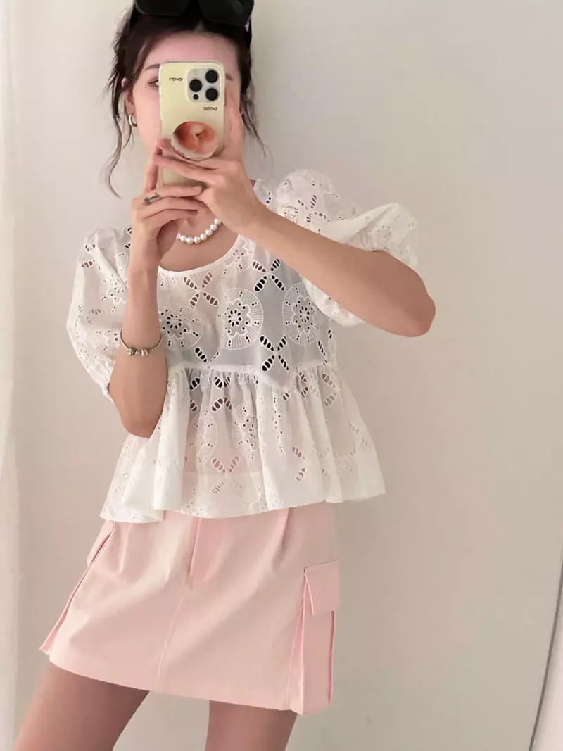 Lumiple - Korean Women Fashion - #womensfashion - Flower Blouse - 6