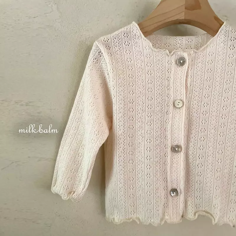 Milk Balm - Korean Children Fashion - #toddlerclothing - Eyelet Cardigan