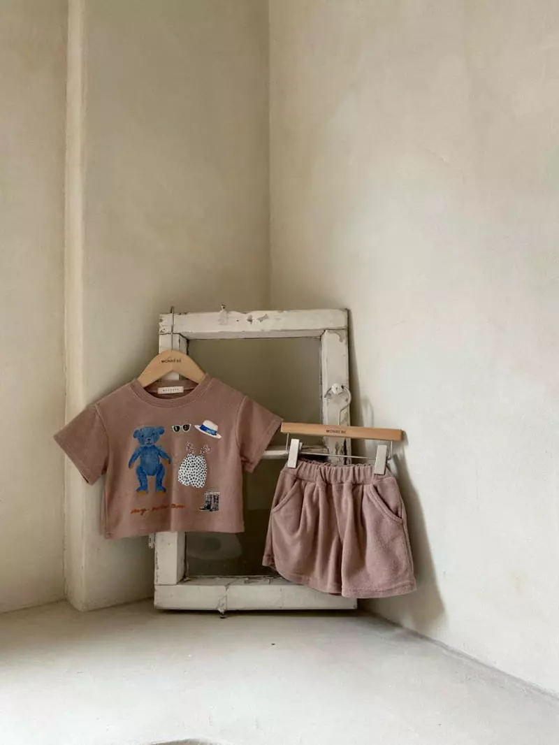 Monbebe - Korean Children Fashion - #fashionkids - Teddy Terry Top Bottom Set - 8