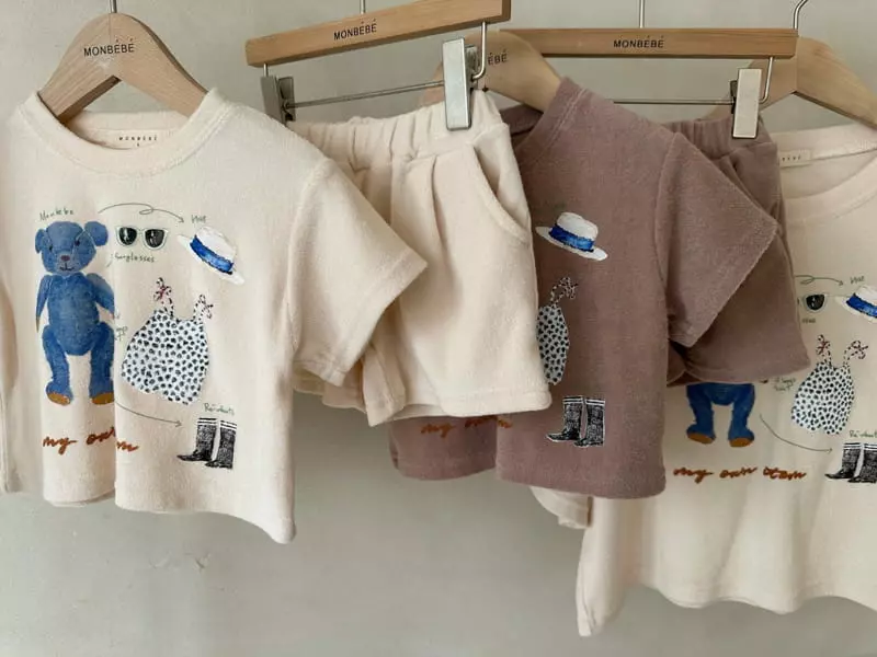 Monbebe - Korean Children Fashion - #kidsstore - Teddy Terry Top Bottom Set - 10