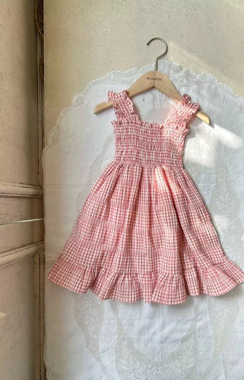 Monbebe - Korean Children Fashion - #prettylittlegirls - Check Melly One-piece - 3