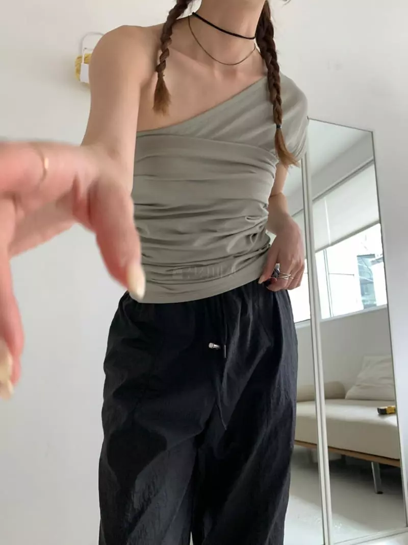 More Than - Korean Women Fashion - #momslook - One Shoulder Tee - 2